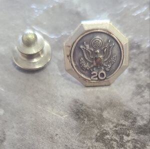 Vintage Signed Chrono Sterling Silver US Army 10 year Military Service Lapel Pin